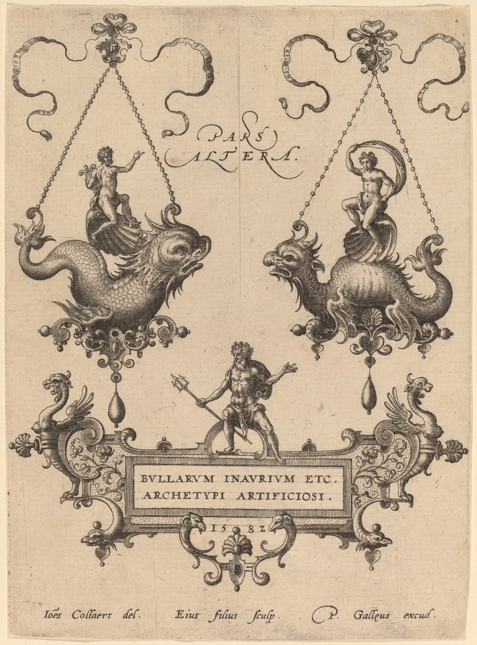 Title Plate with Designs for Pendants by Hans Collaert the Elder