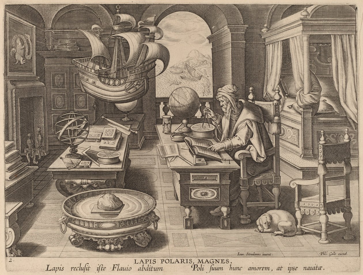 The Lodestone, The Magnet by Hans Collaert the Younger after Jan van der Straet