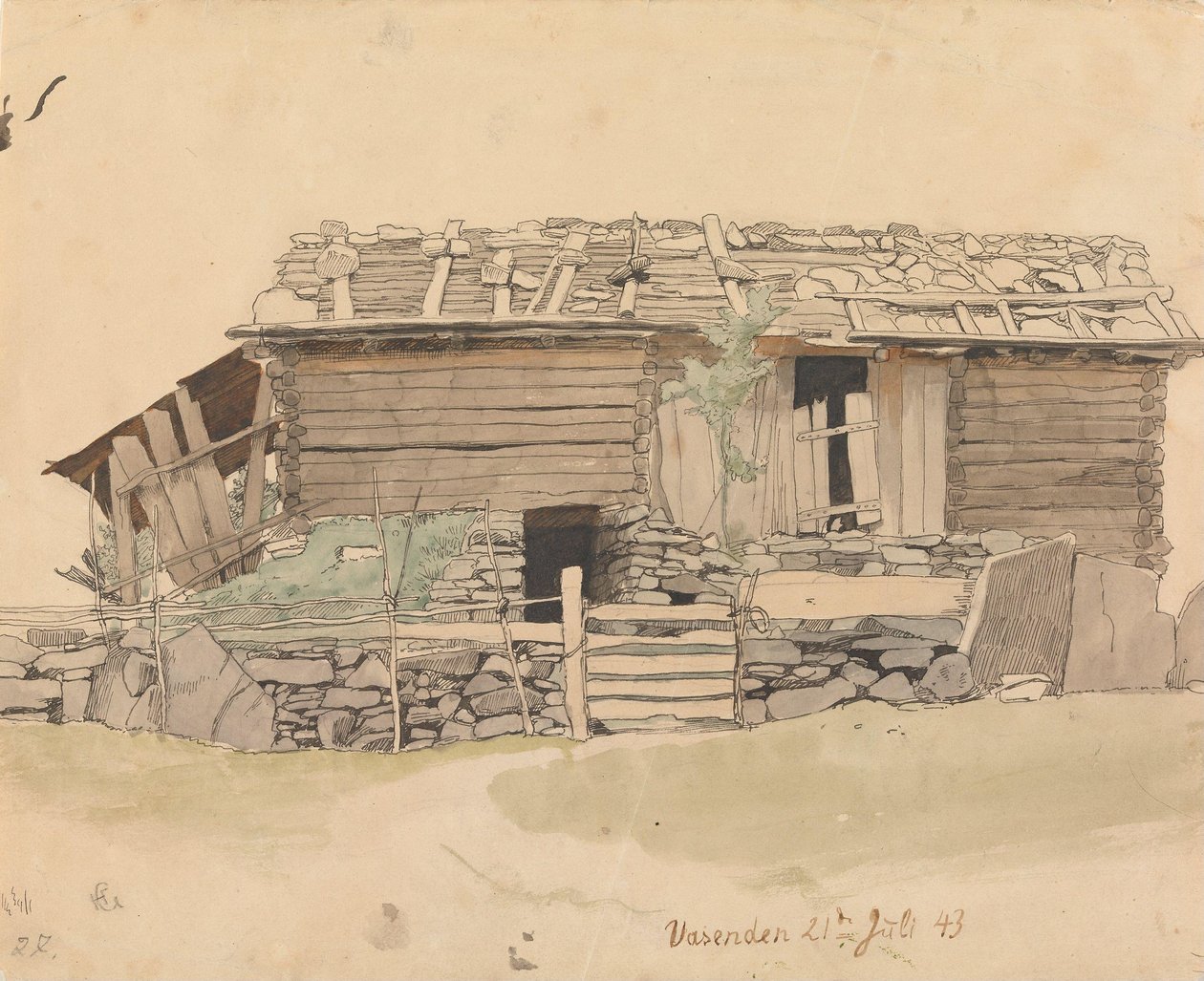 Barn and Fence, Vassenden by Hans Gude