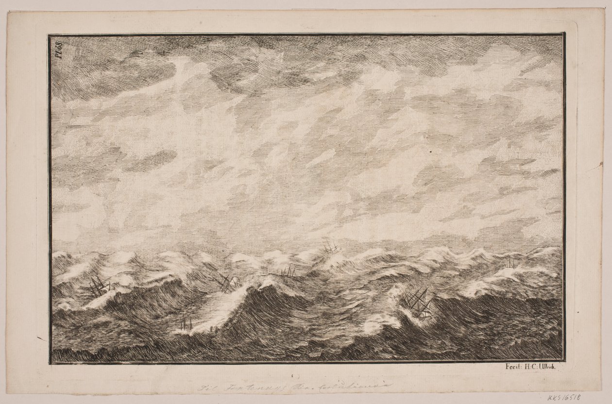 Ships in Rough Sea. Illustration for Fontenay, 