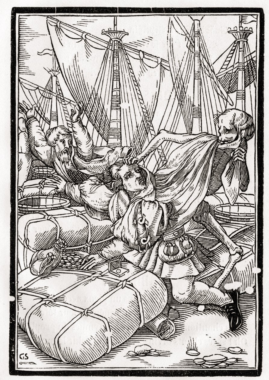 Death Comes to the Merchant, engraved by Georg Scharffenberg, from 