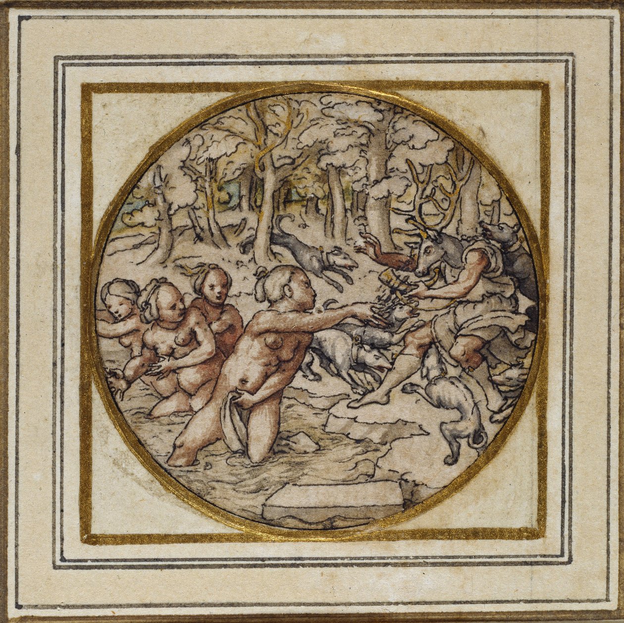 Diana and Actaeon - Design for a pendant or hat badge by Hans Holbein der Jüngere