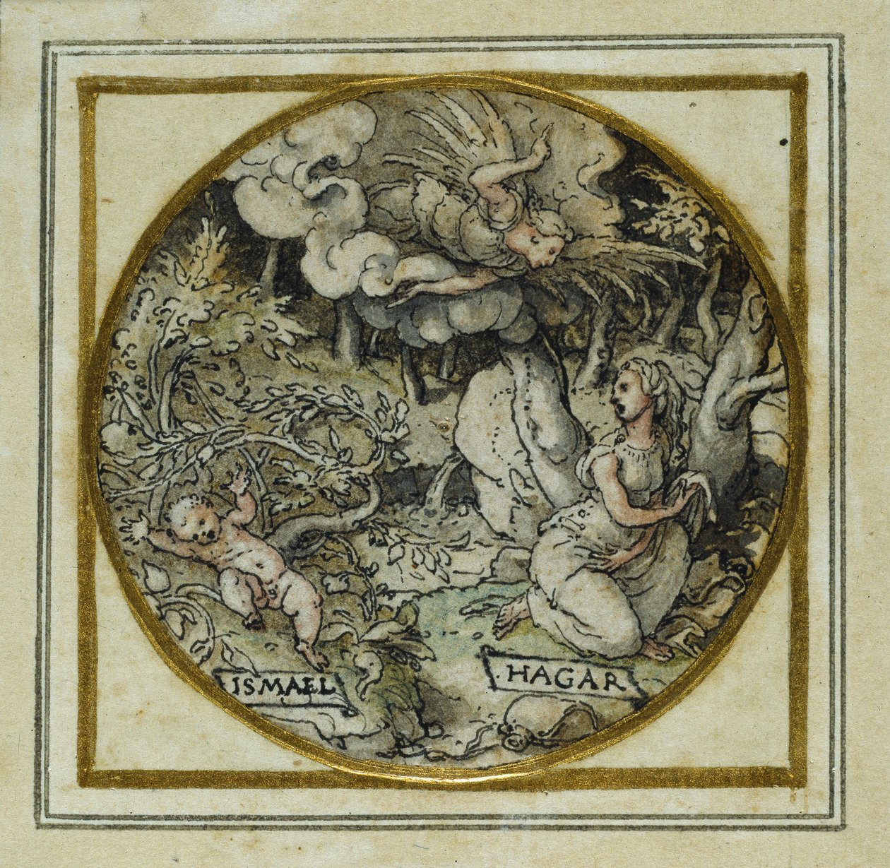 Hagar and Ishmael - Design for a Pendant or Hat Badge, c.1532-43 by Hans Holbein der Jüngere