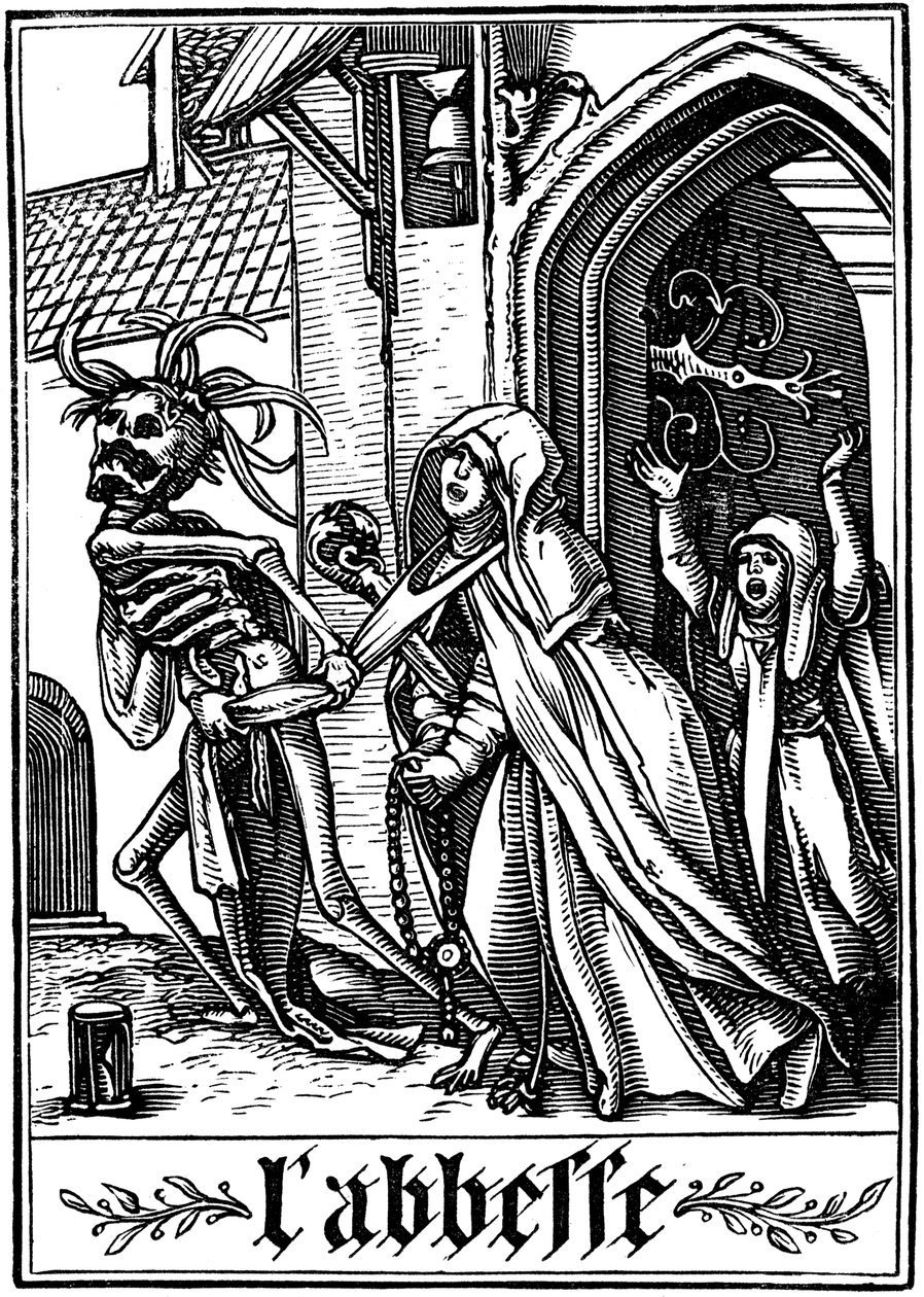 The Abbess visited by Death by Hans Holbein der Jüngere