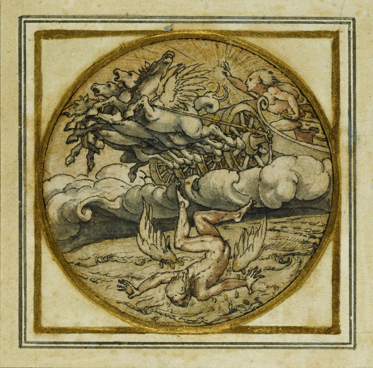 The Fall of Icarus - Design for a pendant or hat badge by Hans Holbein der Jüngere