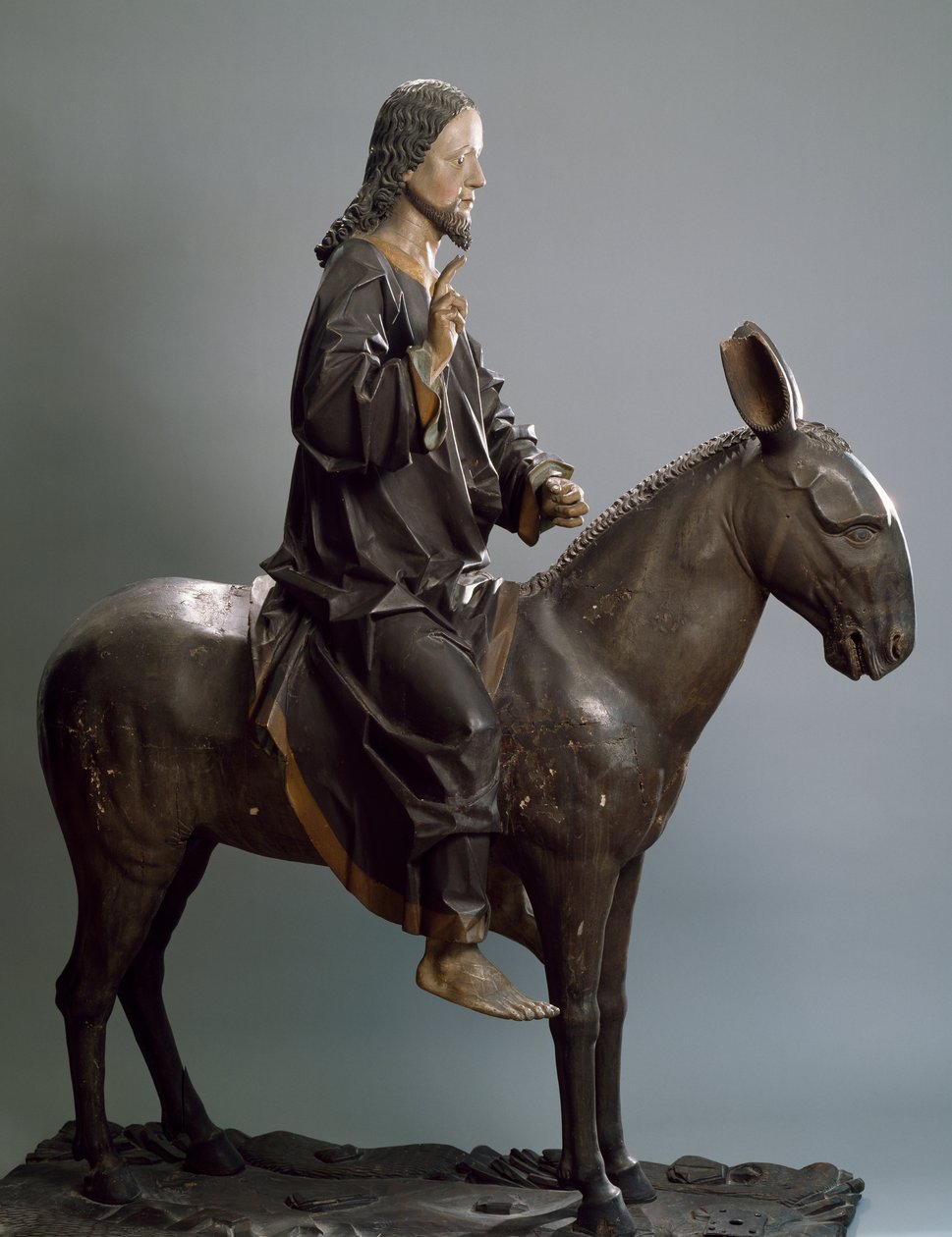 Christ on Donkey, ca 1498, Polychrome Wooden Statue, Italy by Hans Klocker