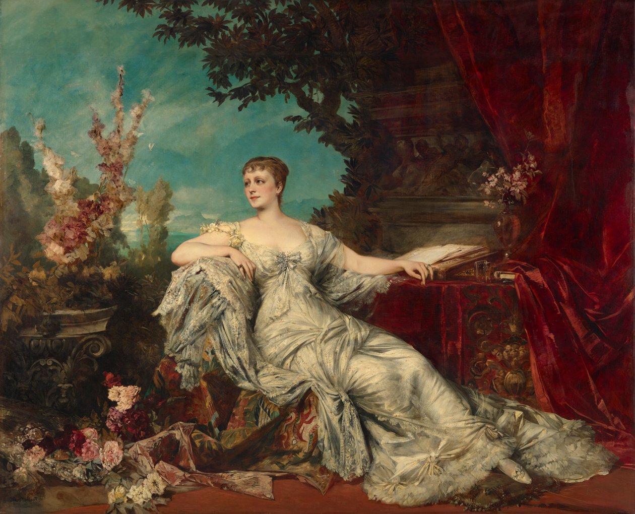 Seated Portrait of Countess Gabrielle Louise Marie Duchâtel by Hans Makart