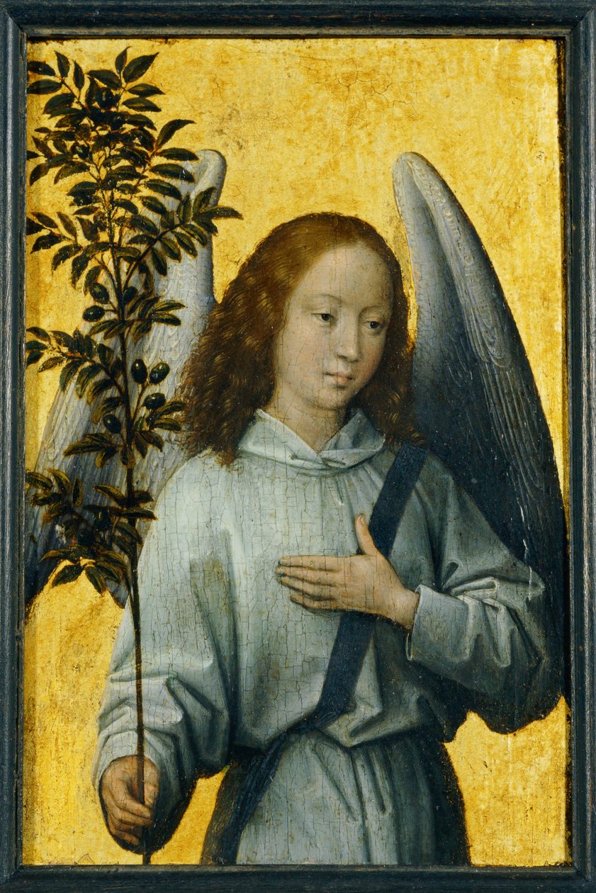 Angel Holding an Olive Branch, Emblem of Divine Peace by Hans Memling