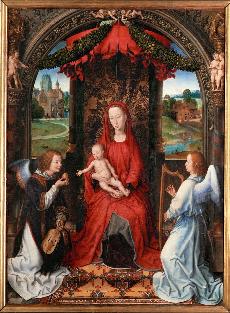 Madonna and Child, Angel with Violin in His Hand by Hans Memling