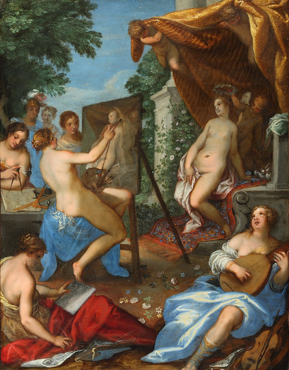 Allegory of the Arts with Venus Painting Pictura by Hans Rottenhammer