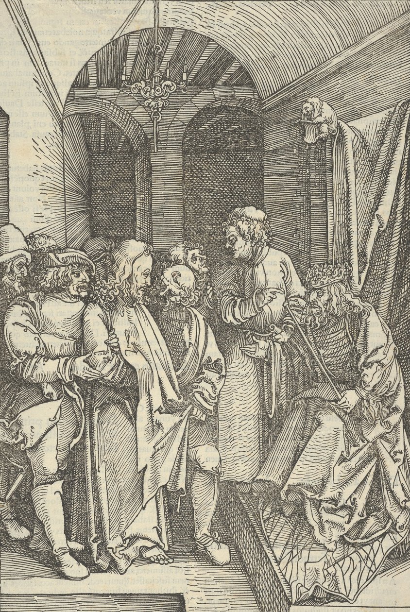 Christ before Herod in a Hall, from Speculum passionis domini nostri Ihesu Christi by Hans Schäufelein the Elder