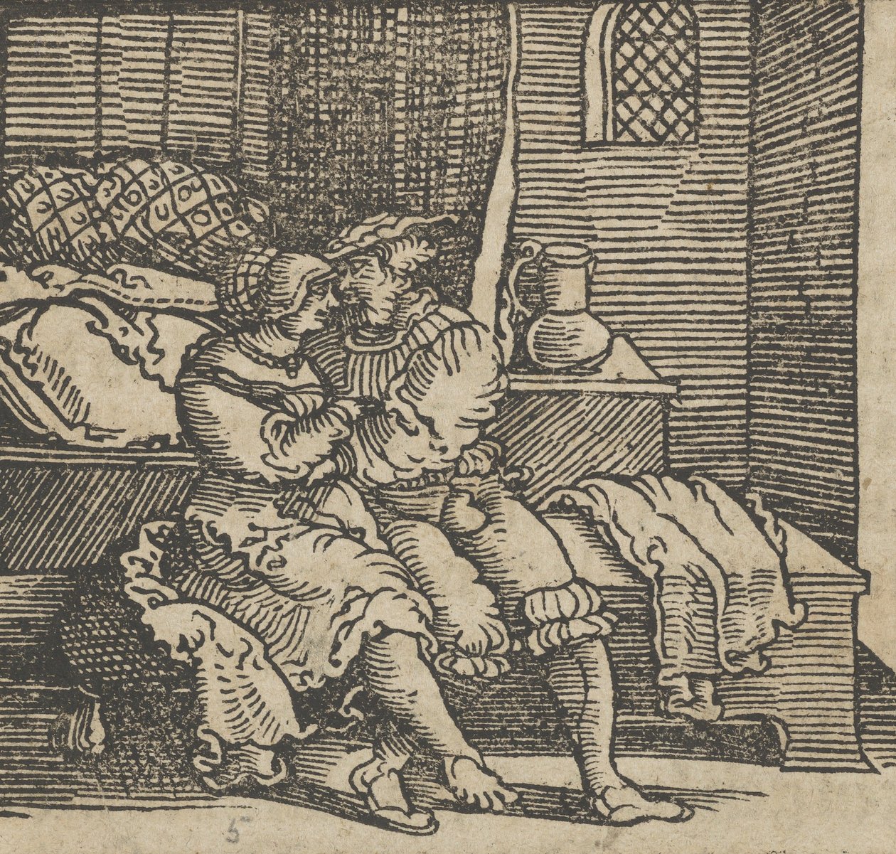 Spinneloccio Locked up in a Chest, on which his Wife and Zeppa are Seated by Hans Schäufelein the Elder