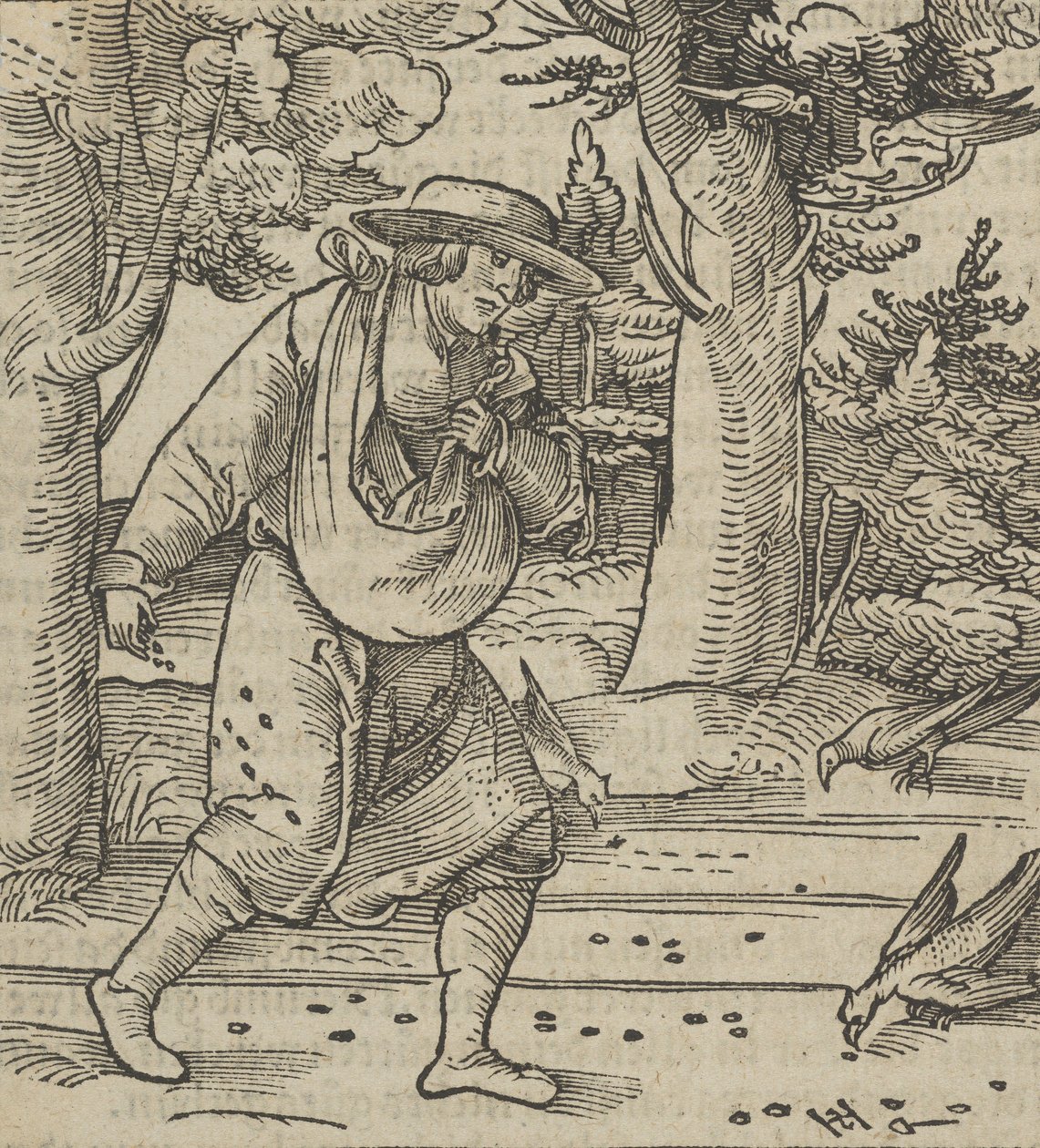 The Birds Eating the Seeds of the Sower, from Hymmelwagen auff dem, wer wol lebt..., 1517 by Hans Schäufelein the Elder