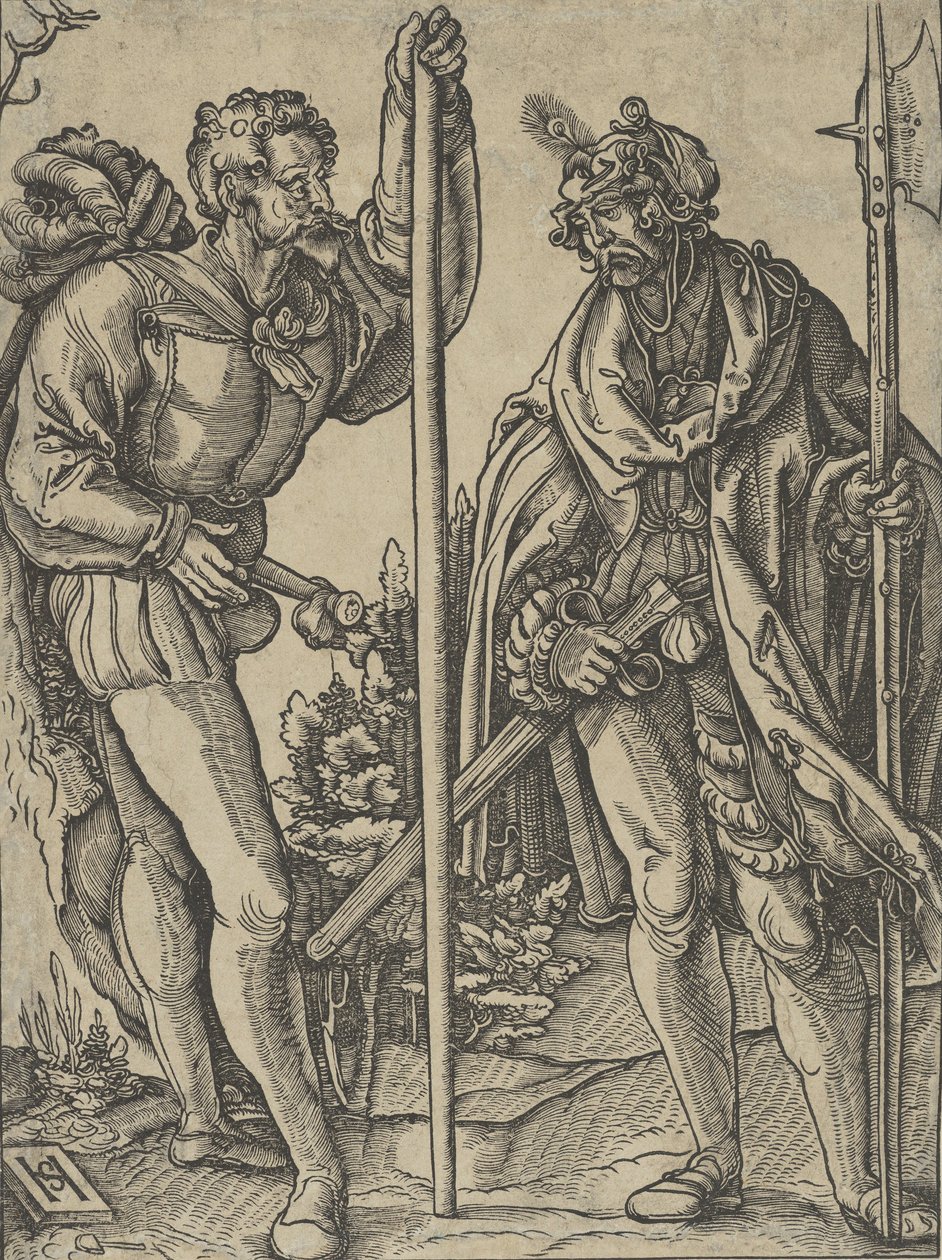 Two Soldiers with Lance and Halberd Conversing, ca. 1515 by Hans Schäufelein the Elder