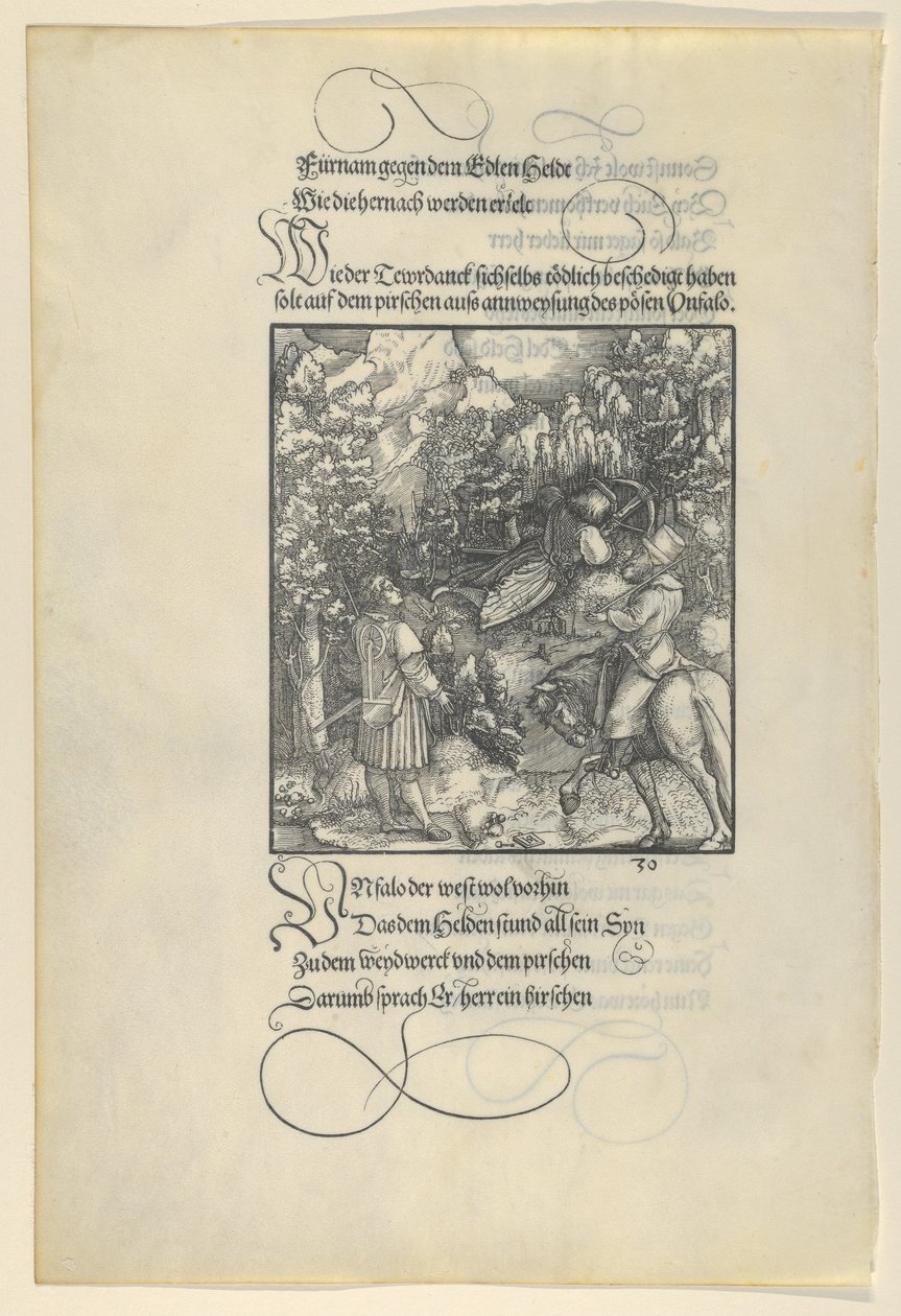 Unfalo Causing Theuerdanck to Fall into a Trap During a Hunt by Hans Schäufelein the Elder