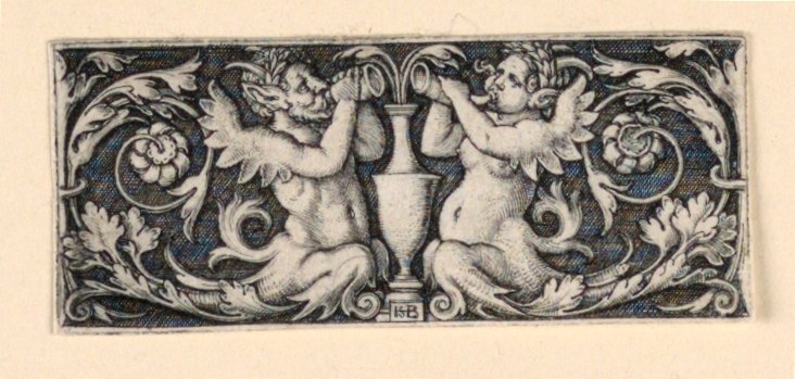 Frieze with a Vase Flanked by Male and Female Tritons by Hans Sebald Beham