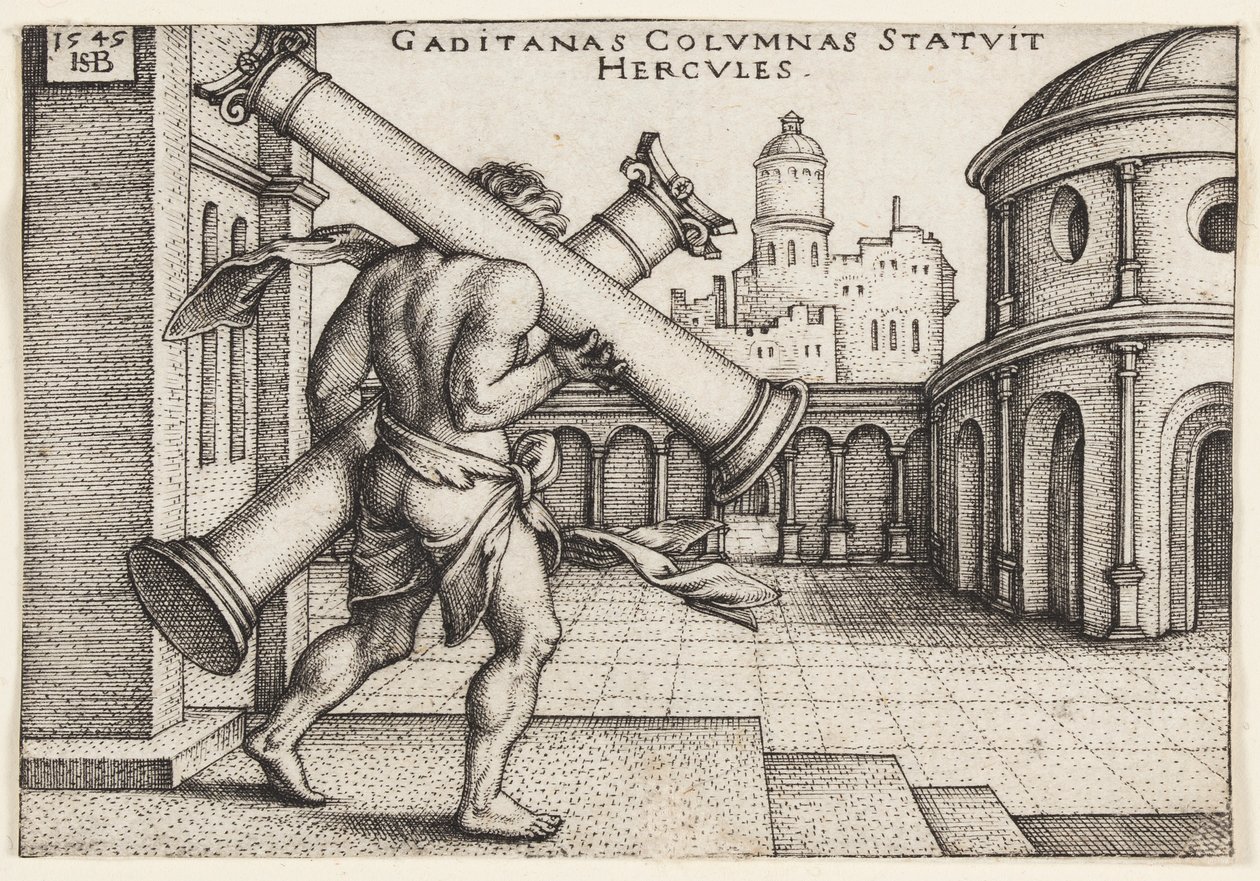 Hercules with the Pillars of Hercules by Hans Sebald Beham