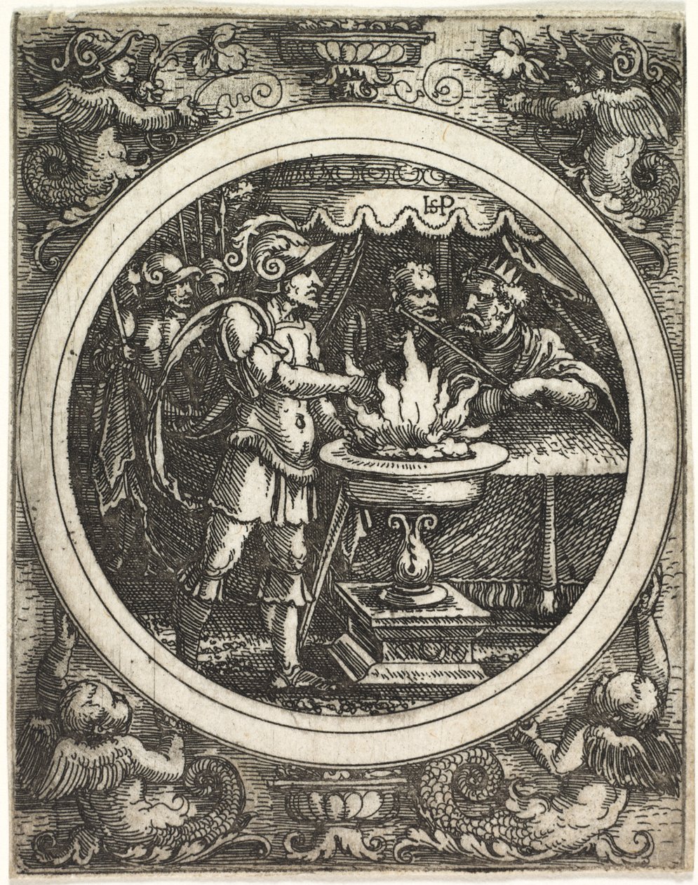 Mucius Scaevola Holding His Hand in the Fire, c. 1520 by Hans Sebald Beham
