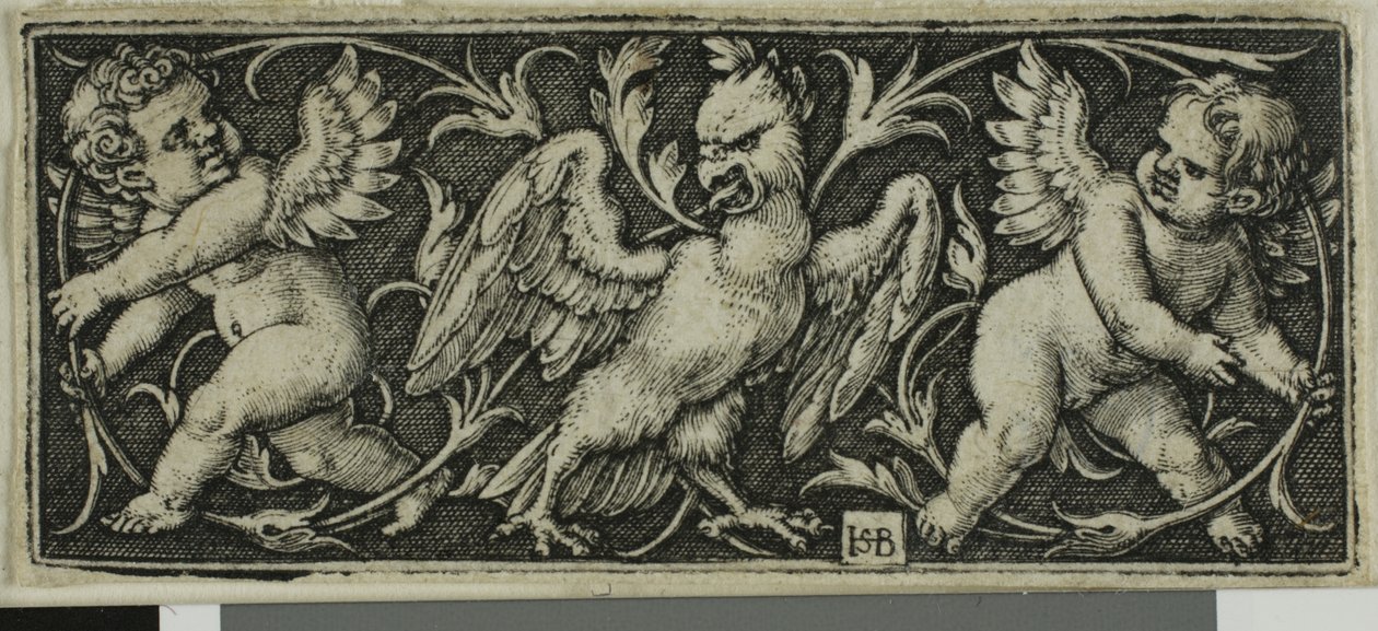 Ornament with an Eagle and Two Genii, from Four Vignettes by Hans Sebald Beham