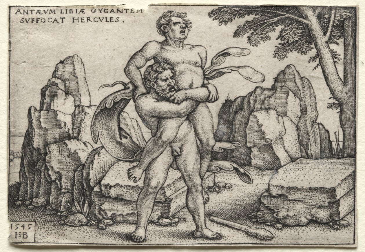 The Labors of Hercules: Hercules Crushing Antaeus by Hans Sebald Beham
