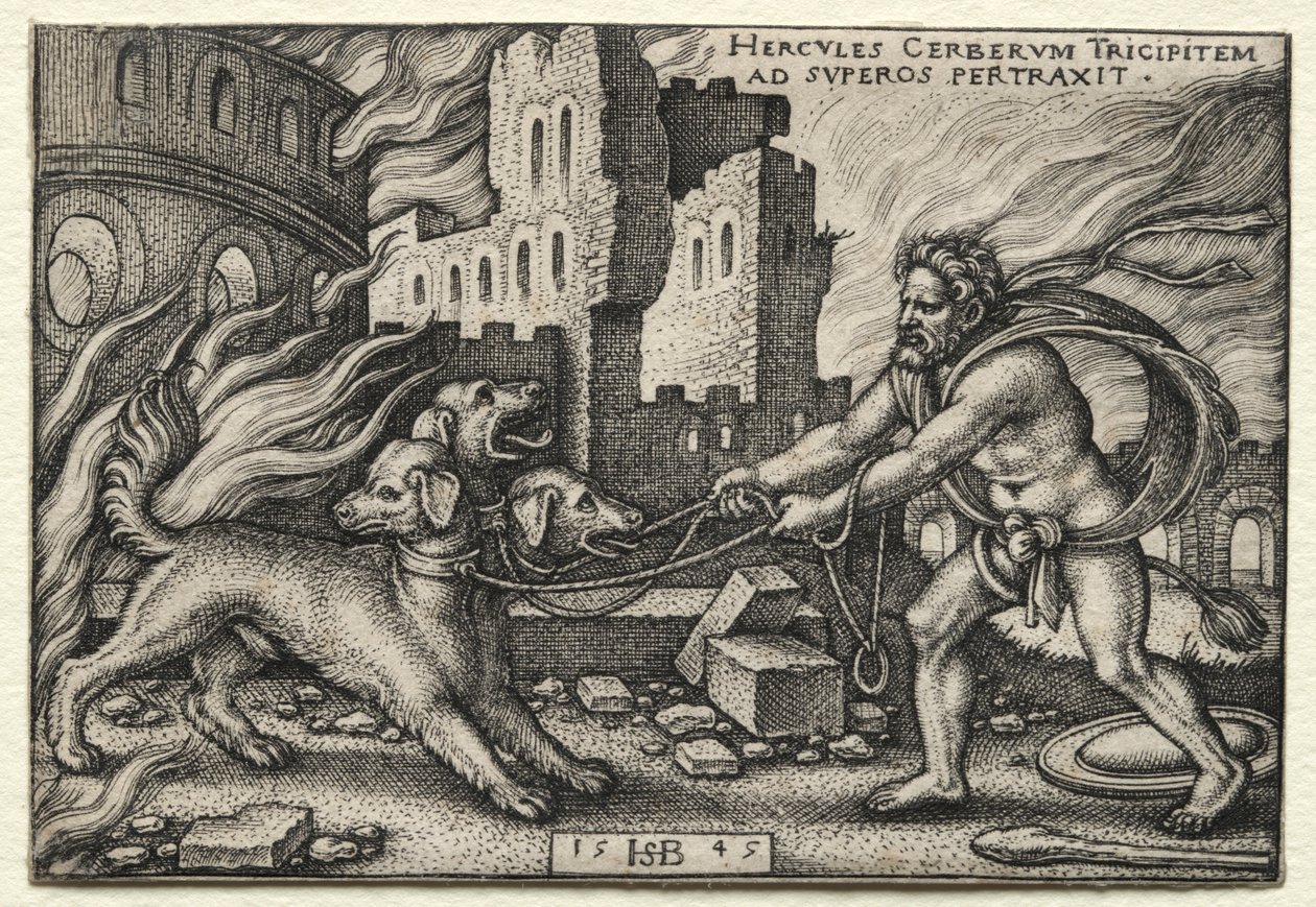 The Labors of Hercules: Hercules Dragging Cerberus from the Underworld, 1545 by Hans Sebald Beham