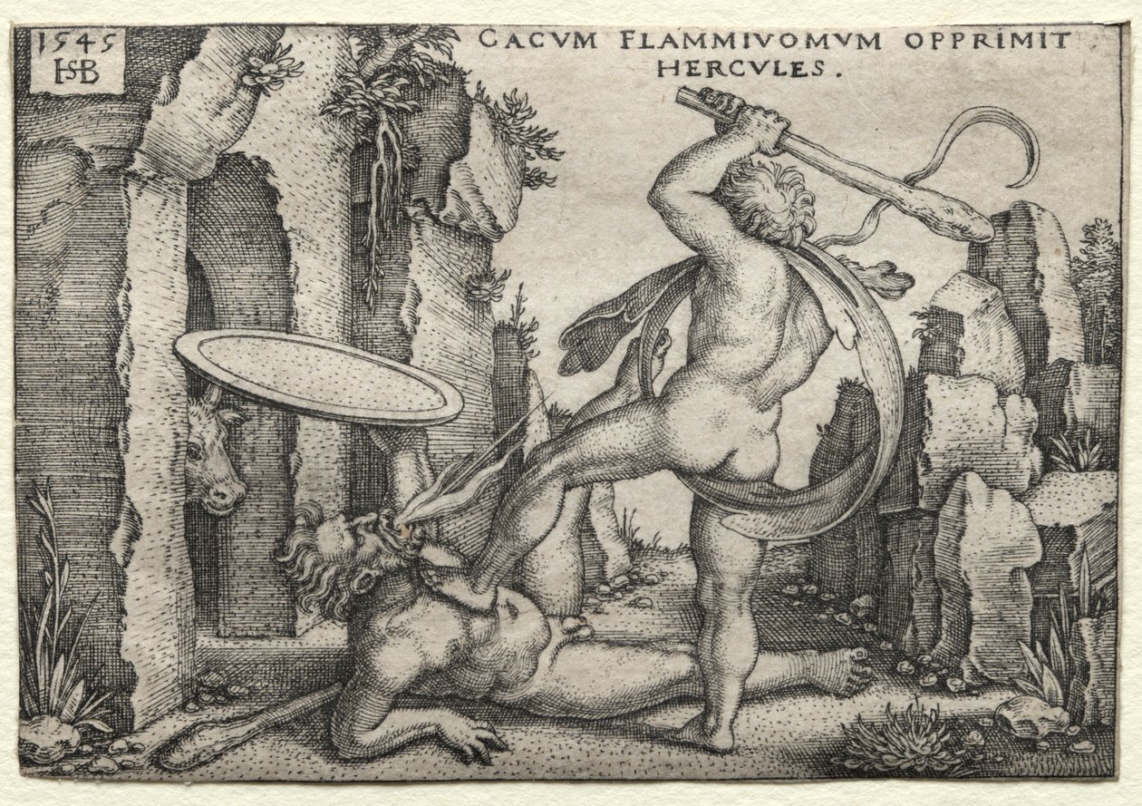 The Labors of Hercules: Hercules Killing the Giant Cacus by Hans Sebald Beham