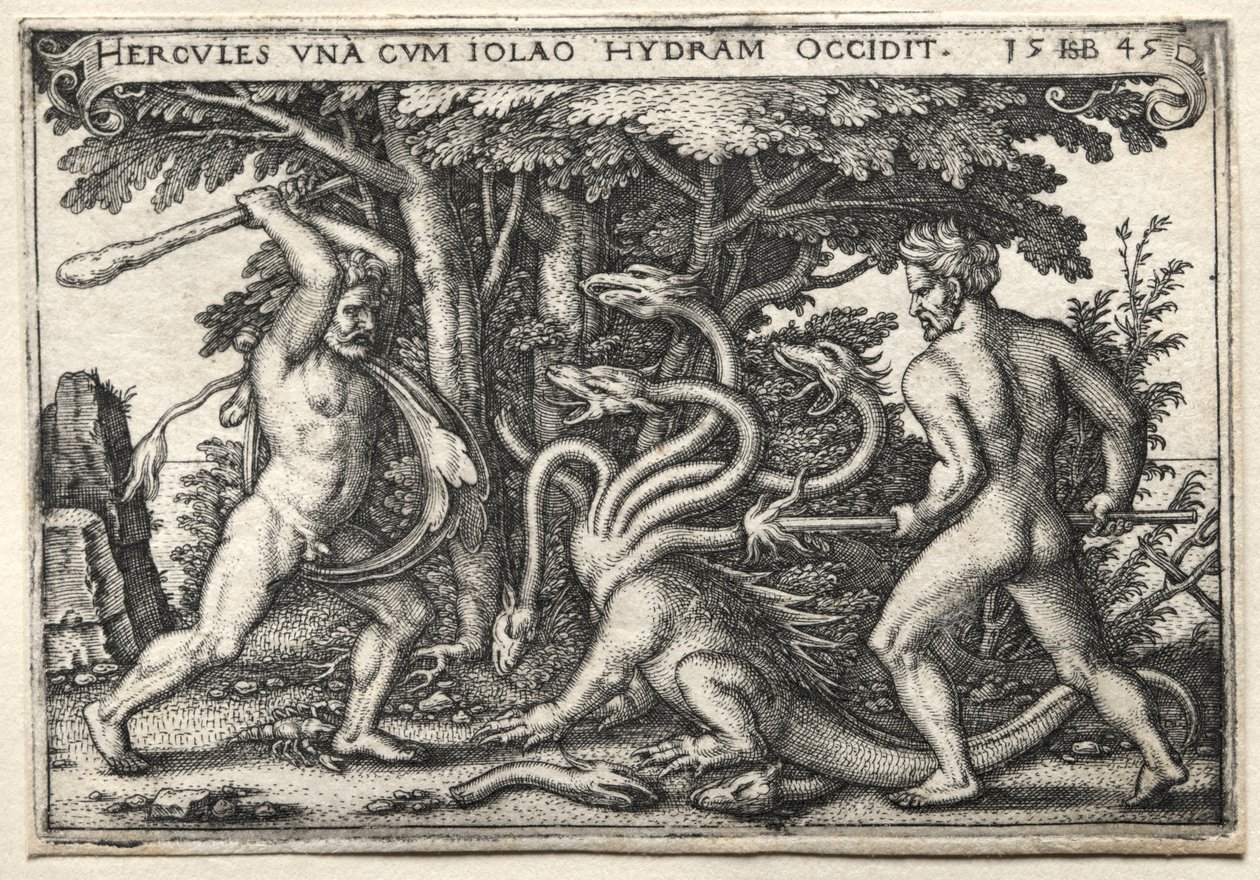 The Labors of Hercules: Hercules Killing the Lernean Hydra by Hans Sebald Beham