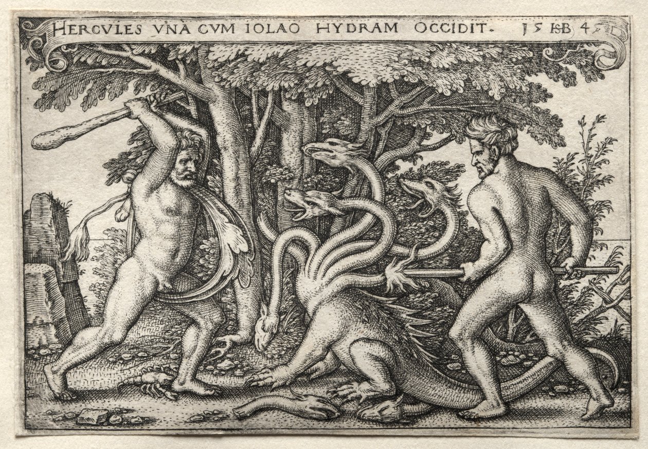 The Labors of Hercules: Hercules Killing the Lernean Hydra by Hans Sebald Beham