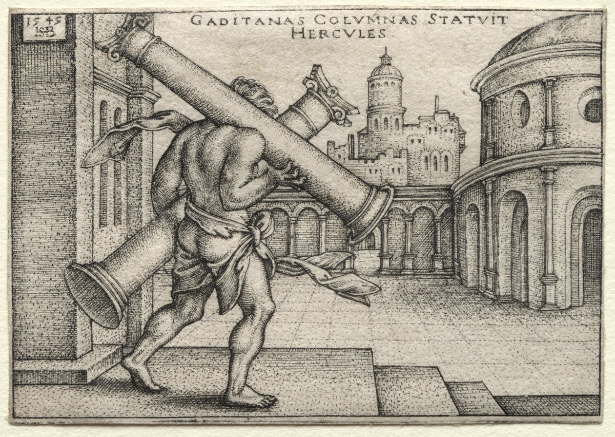 The Labors of Hercules: Hercules and the Columns of Gades by Hans Sebald Beham
