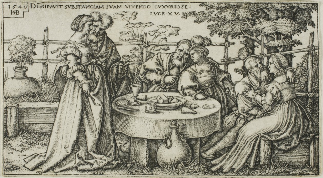 The Prodigal Son Wasting His Fortune, Plate Two from The History of the Prodigal Son by Hans Sebald Beham