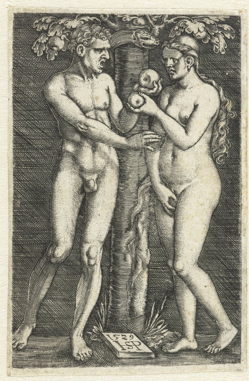 Temptation of Adam and Eve in Paradise by Hans Sebald Beham