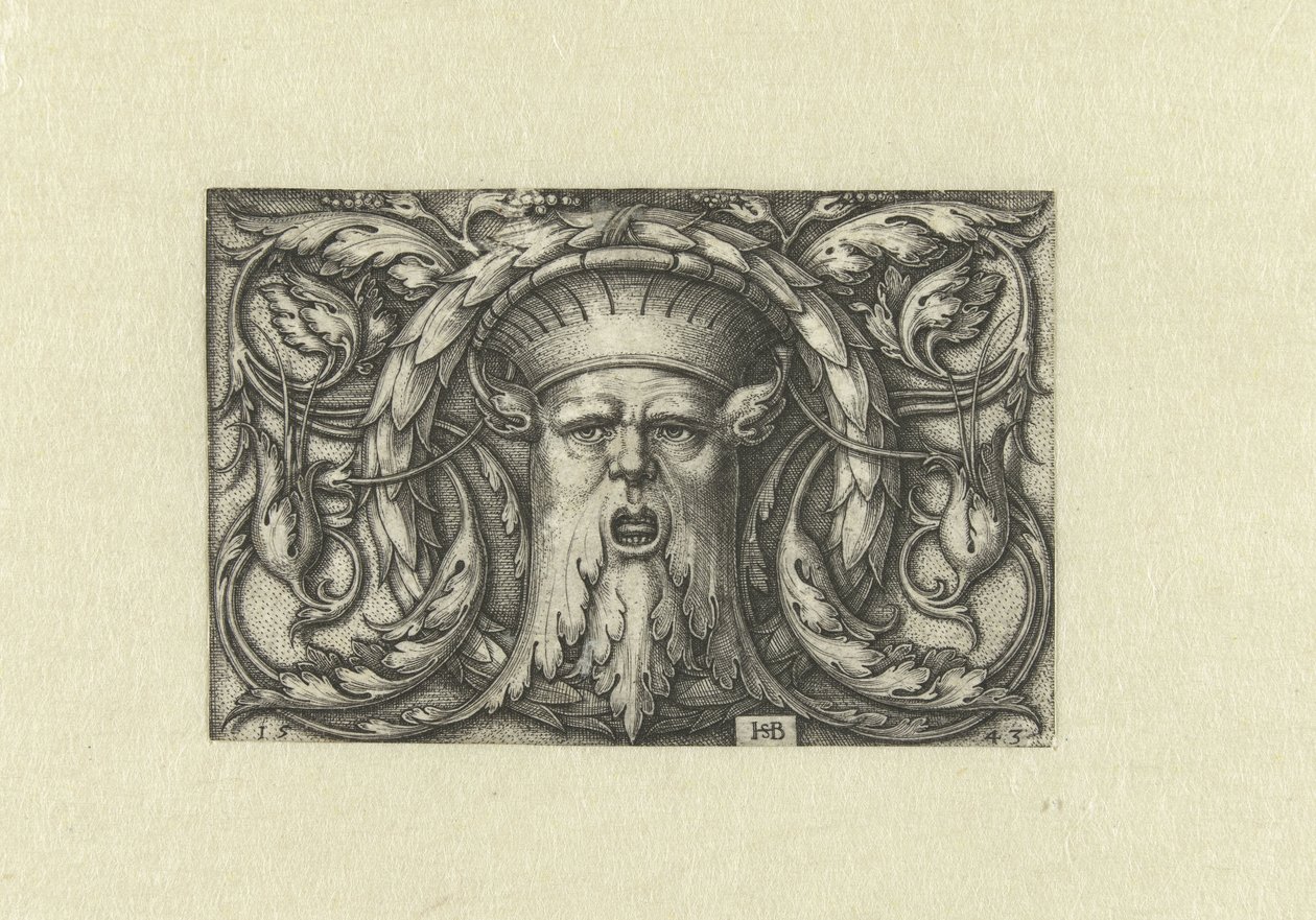 Flat Decoration. Mask with a Crown by Hans Sebald Beham