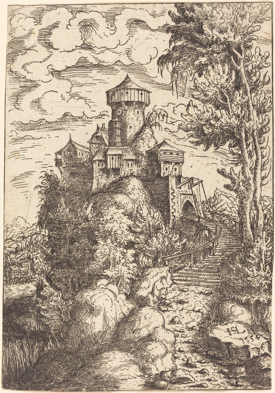 Landscape with a Fortress and Big Stairway, 1554 by Hans Sebald Lautensack