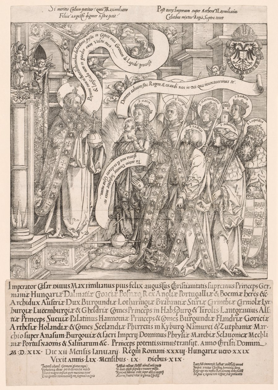 Maximilian Presented by His Patron Saints to the Almighty, 1519 by Hans Springinklee