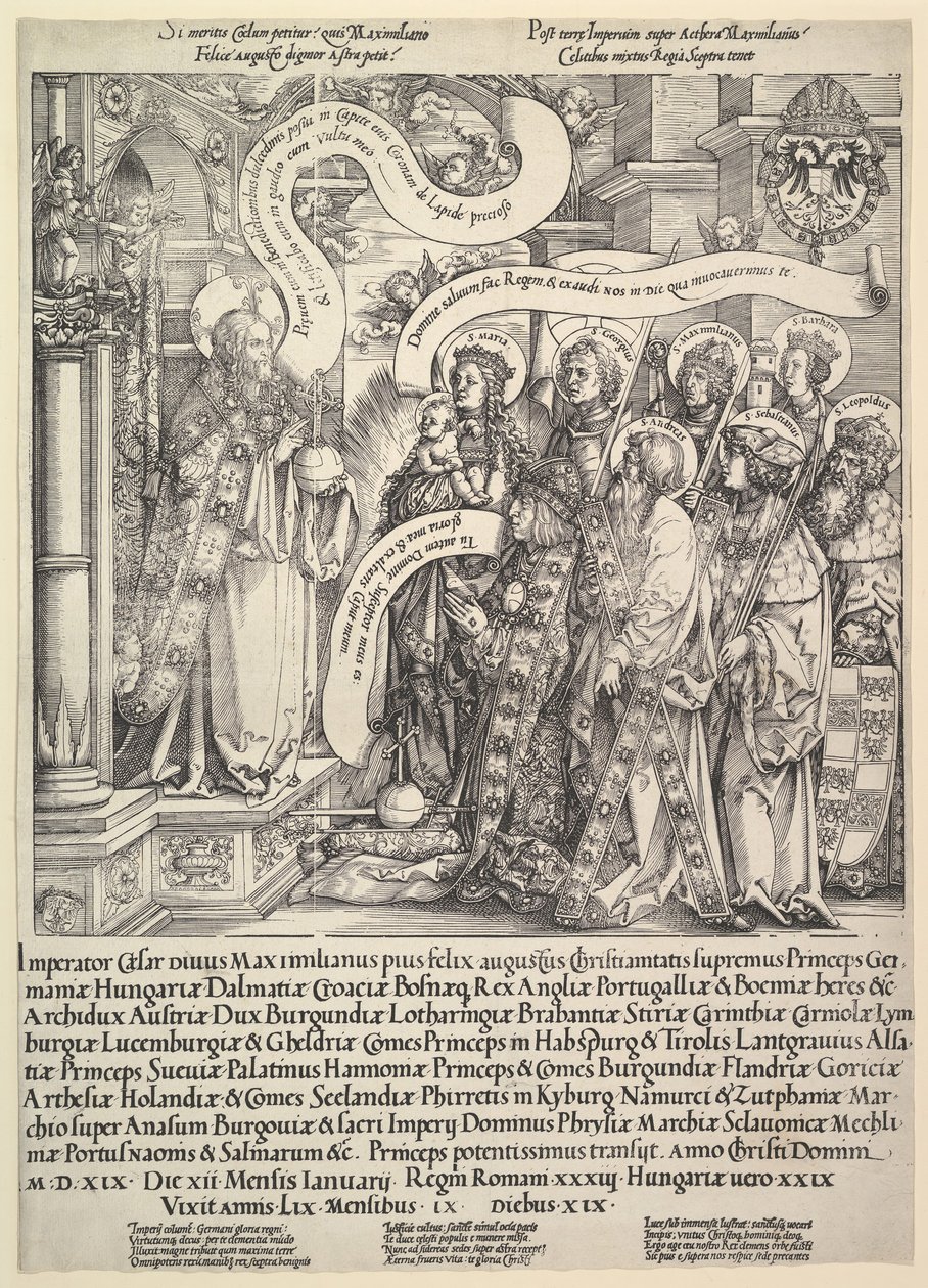 Maximilian Presented by his Patron Saints to the Almighty by Hans Springinklee