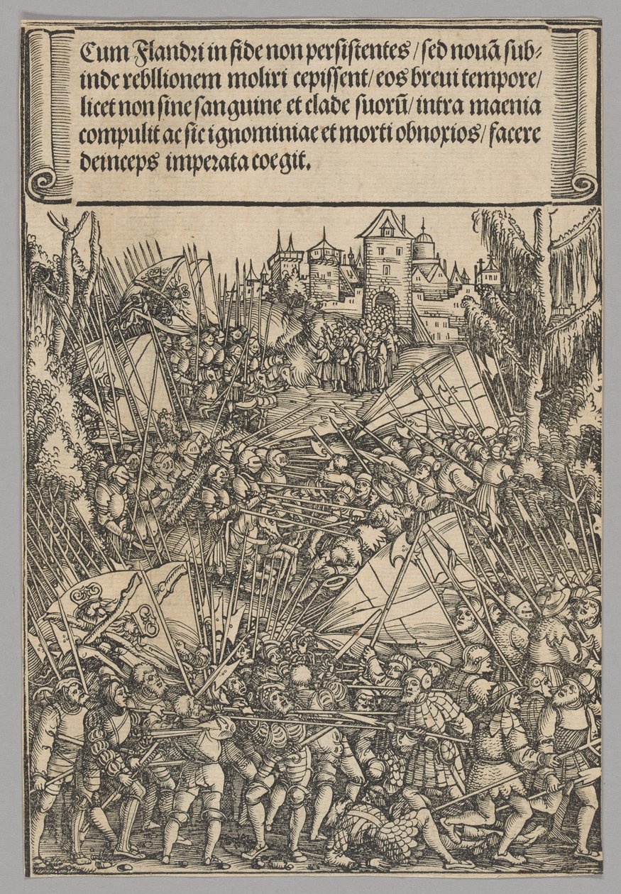 Second Flemish Rebellion, Plate 10 from Historical Scenes from the Life of Emperor Maximilian I from the Triumphal Arch by Hans Springinklee