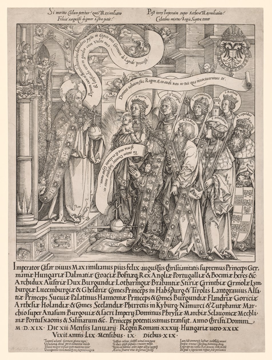 The Emperor Maximilian Presented by His Patron Saints to the Almighty by Hans Springinklee