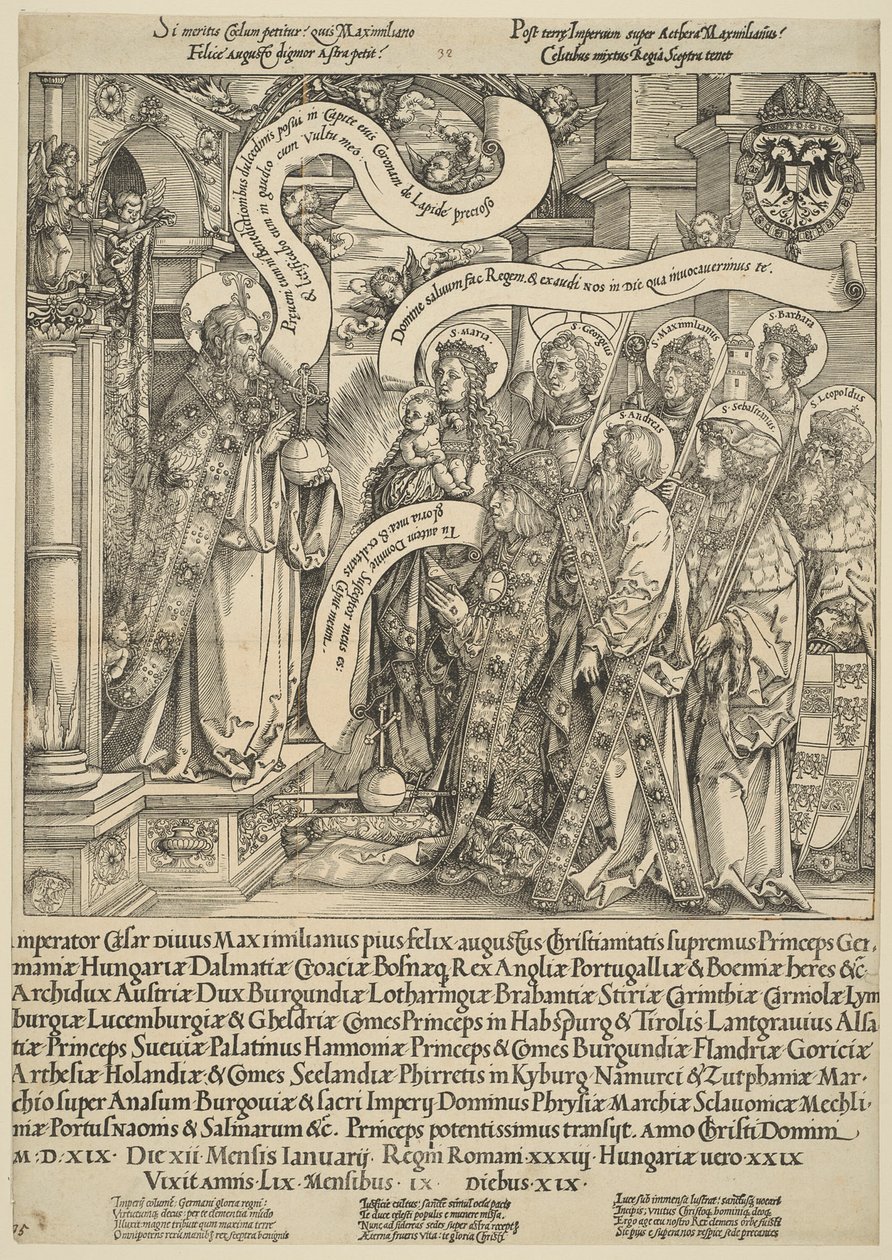 The Emperor Maximilian Presented to Christ by His Patron Saints by Hans Springinklee