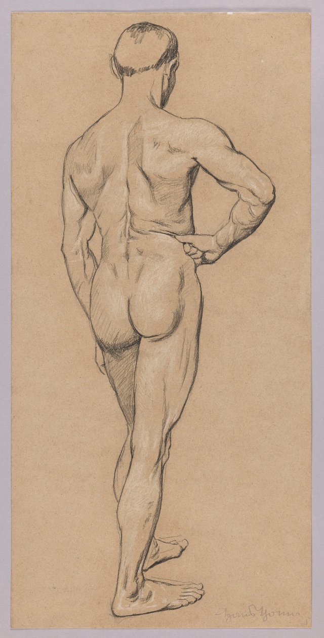 Male nude seen from behind by Hans Thoma