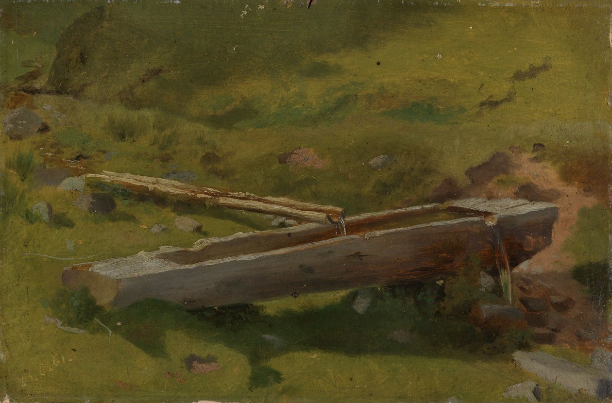 Tree Trunk as Fountain Trough by Hans Thoma