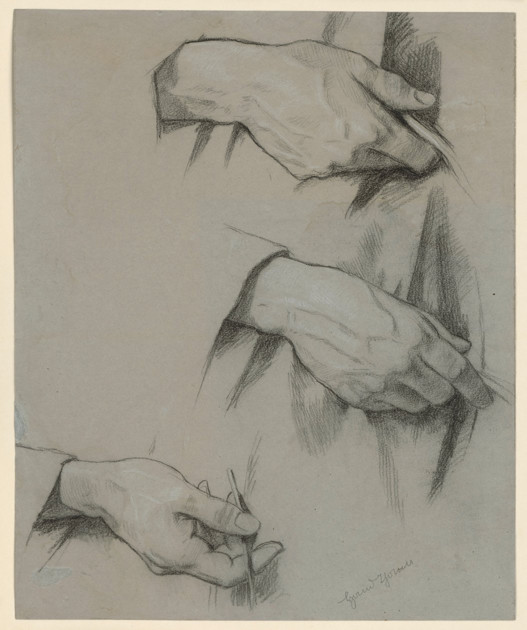 Three right hands in different positions by Hans Thoma