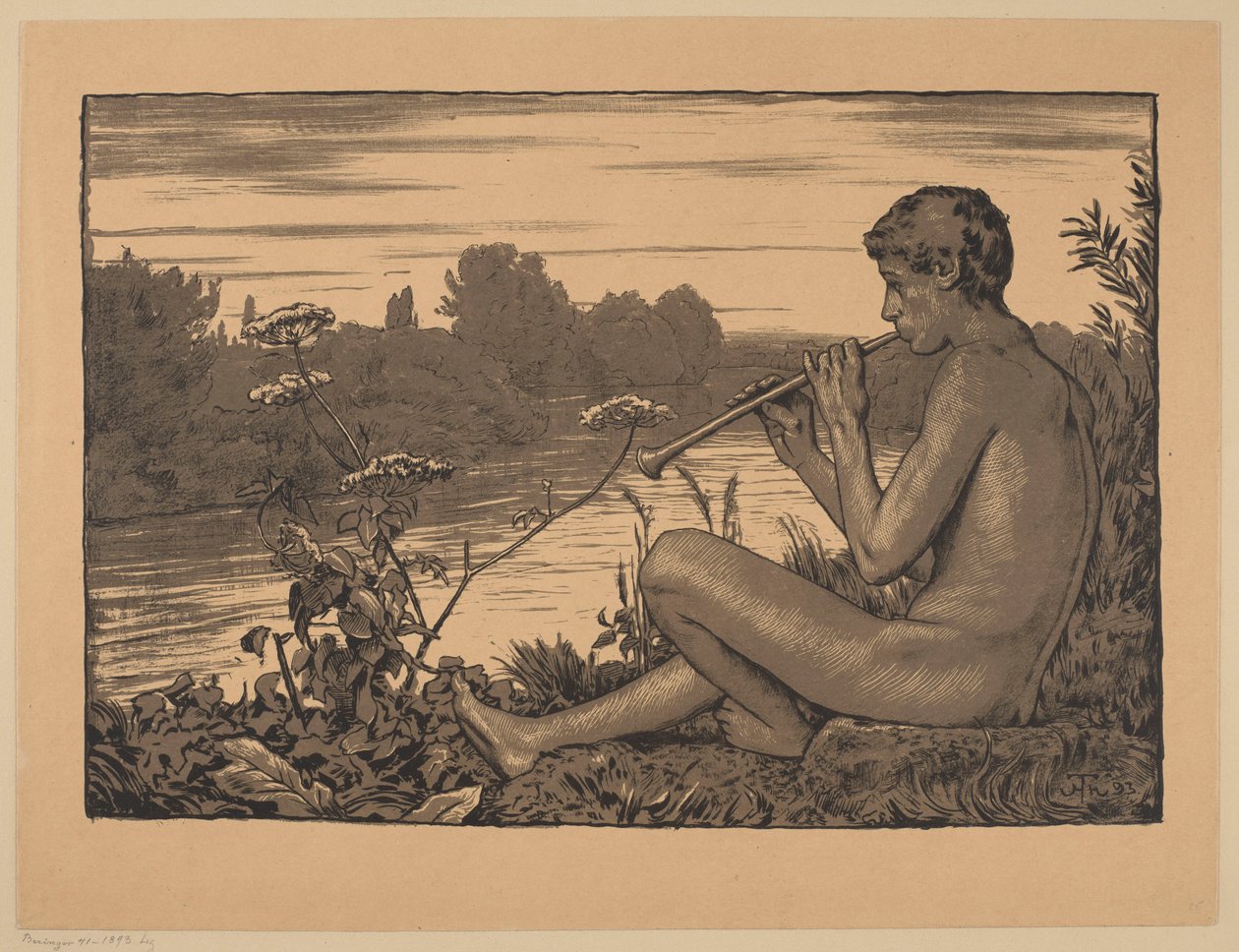 Faun Playing the Flute by Hans Thoma