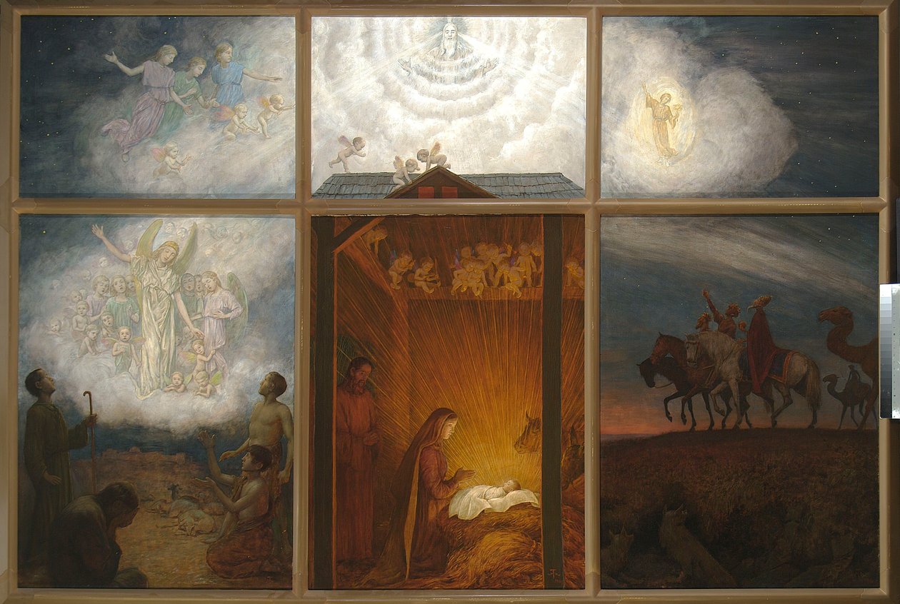Madonna Adoring the Child in the Stable by Hans Thoma