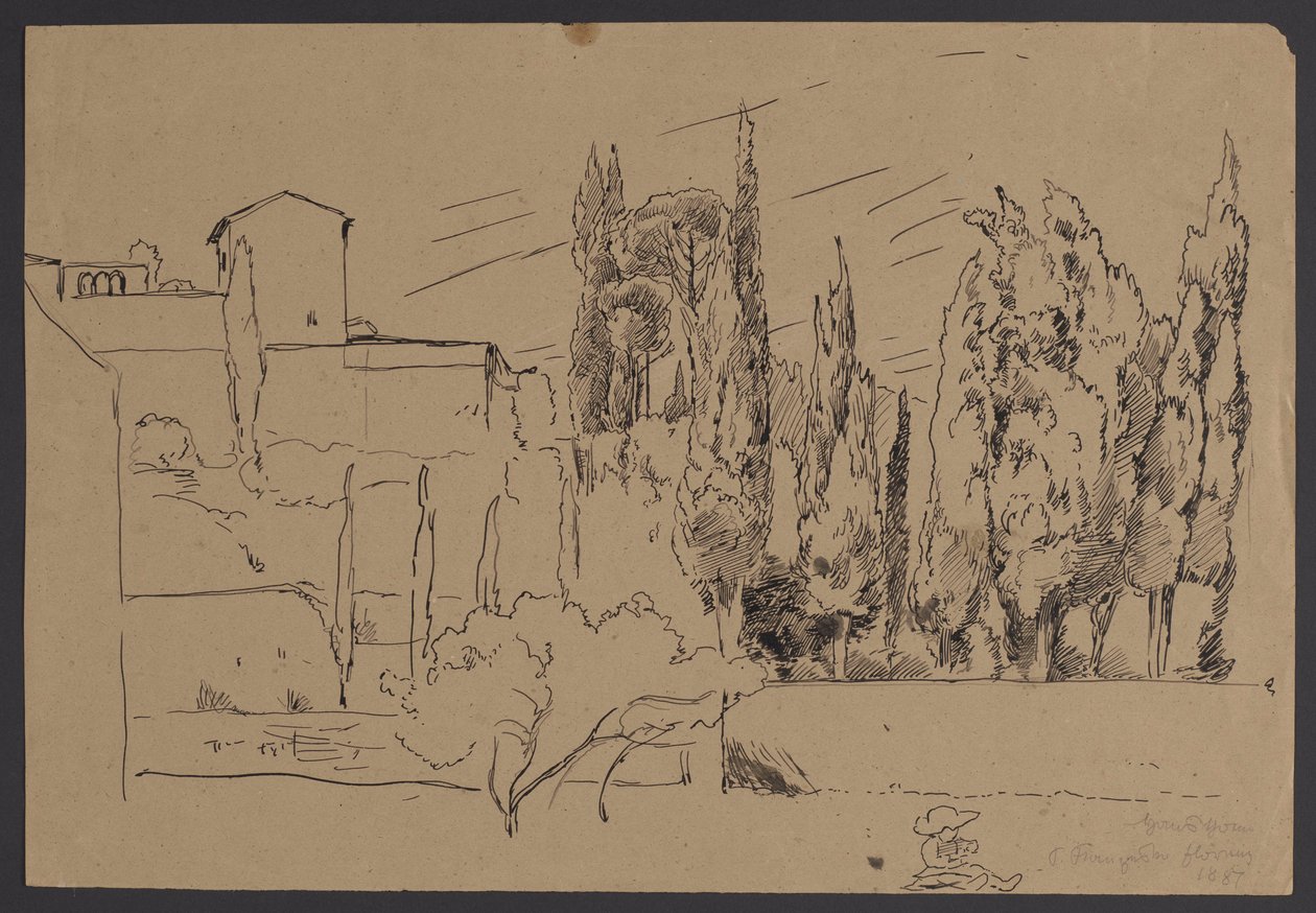 Surroundings of the Monastery of St. Francis in Florence by Hans Thoma