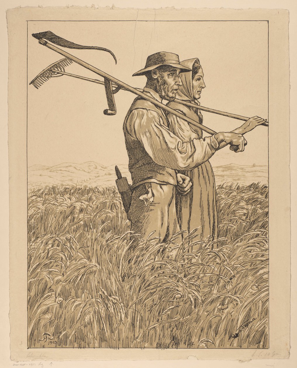 A Pair of Mowers by Hans Thoma