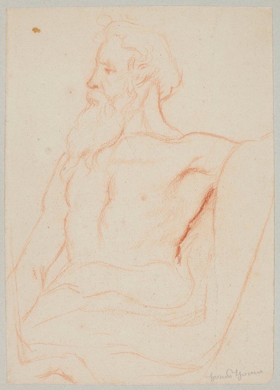Half-Naked Old Man with a Beard by Hans Thoma