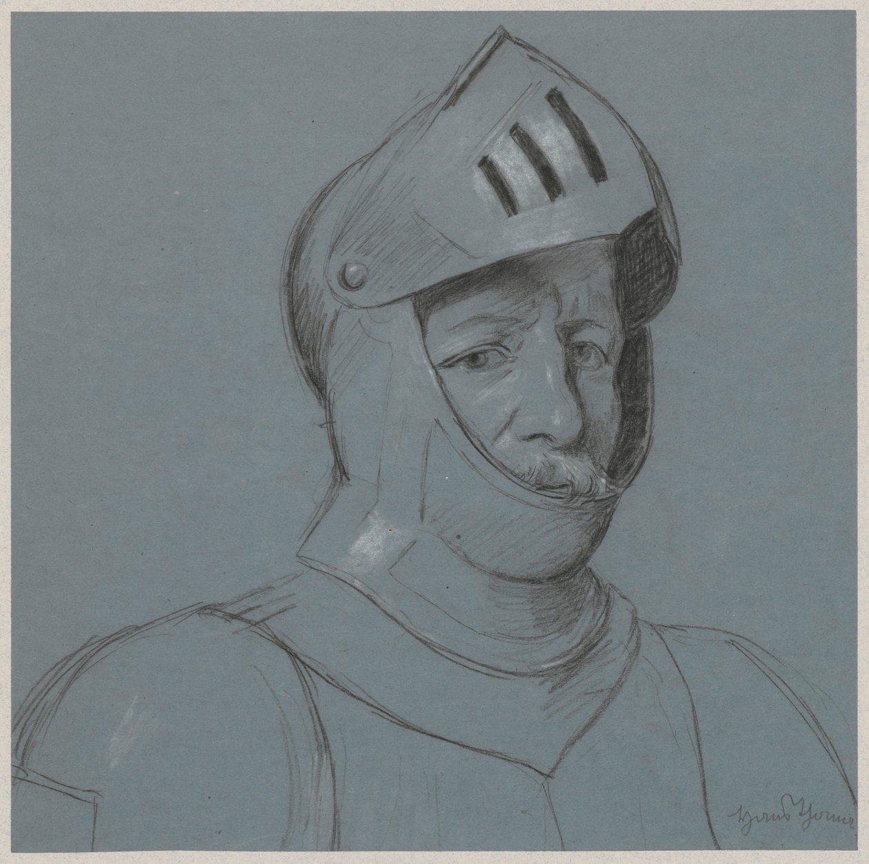 Bust of a Knight in Armor by Hans Thoma