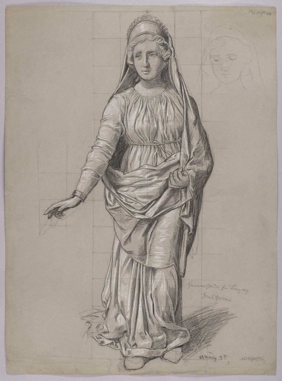 Costume Design for Fricka, verso: Costume Sketch for a Valkyrie by Hans Thoma