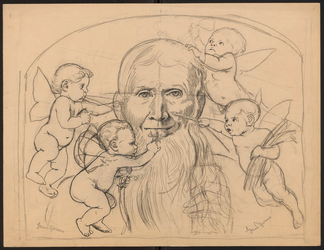 Saturn Surrounded by Putti by Hans Thoma