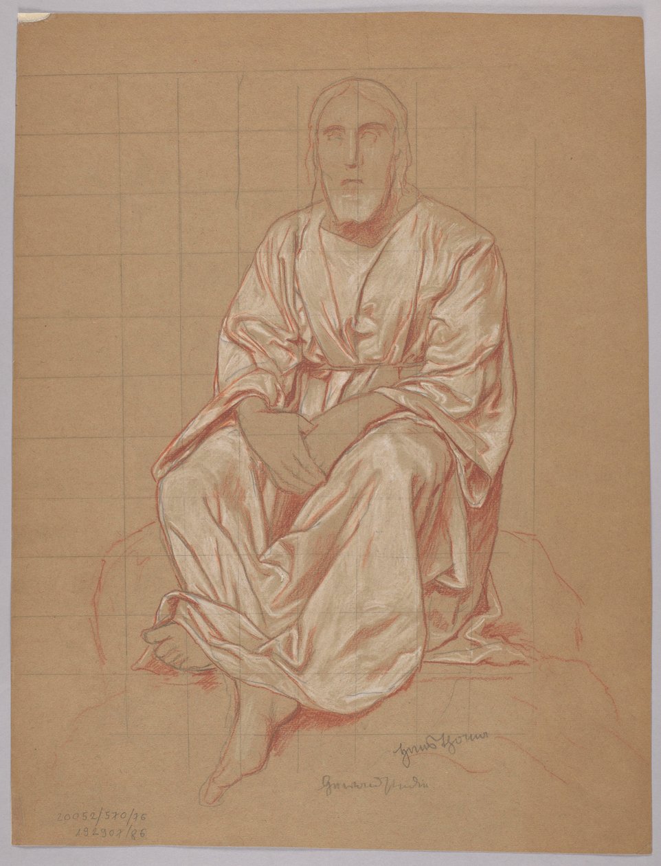 Seated Christ, verso: Repetition of the Same Figure by Hans Thoma